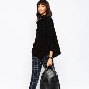 ASOS High Neck Cape In Bouclé Yarn